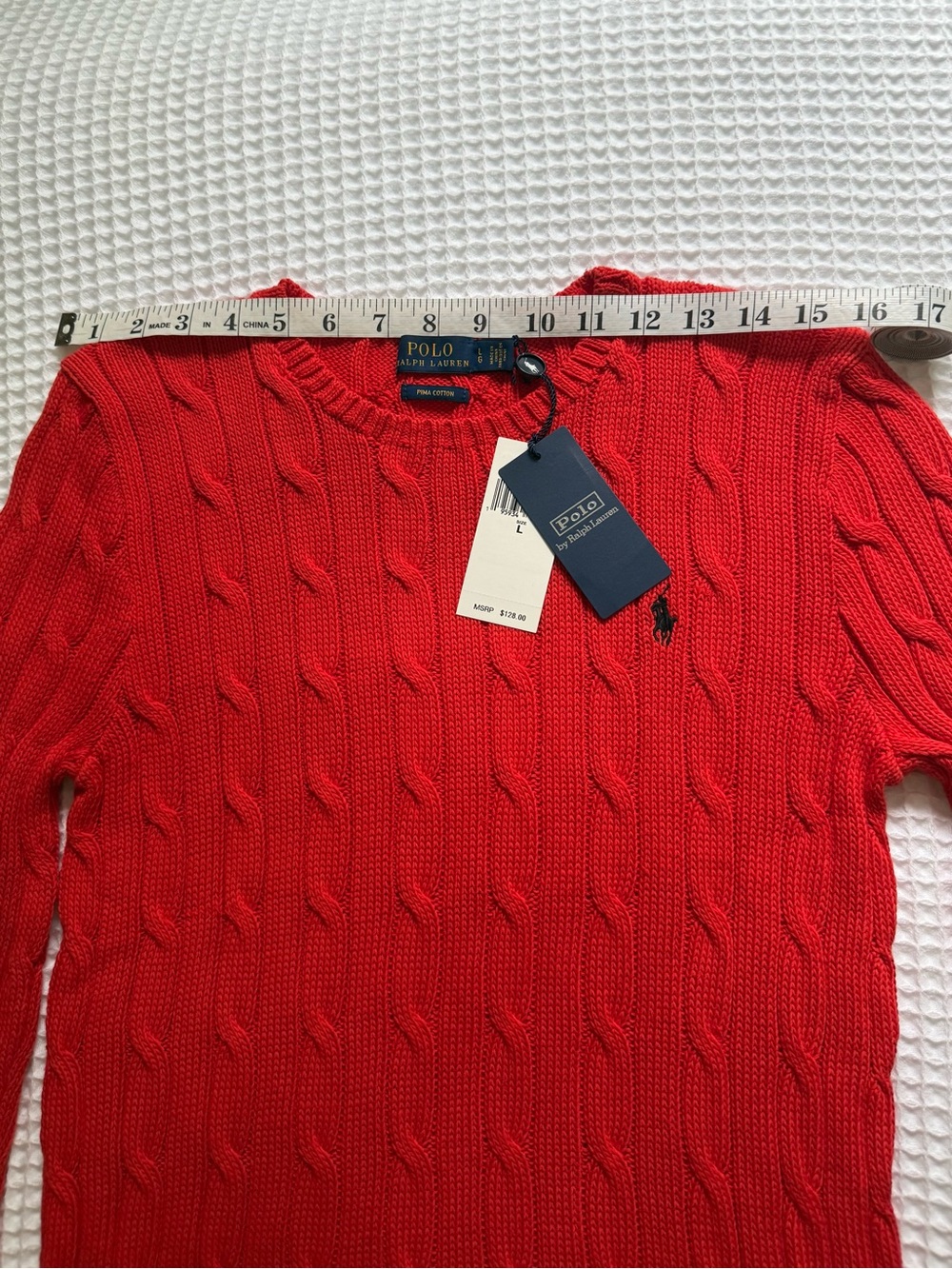 NWT Polo Ralph Lauren Cable Knit Pima Cotton Crewneck Sweater Large HOT DEAL🔥 - Picture 12 of 15